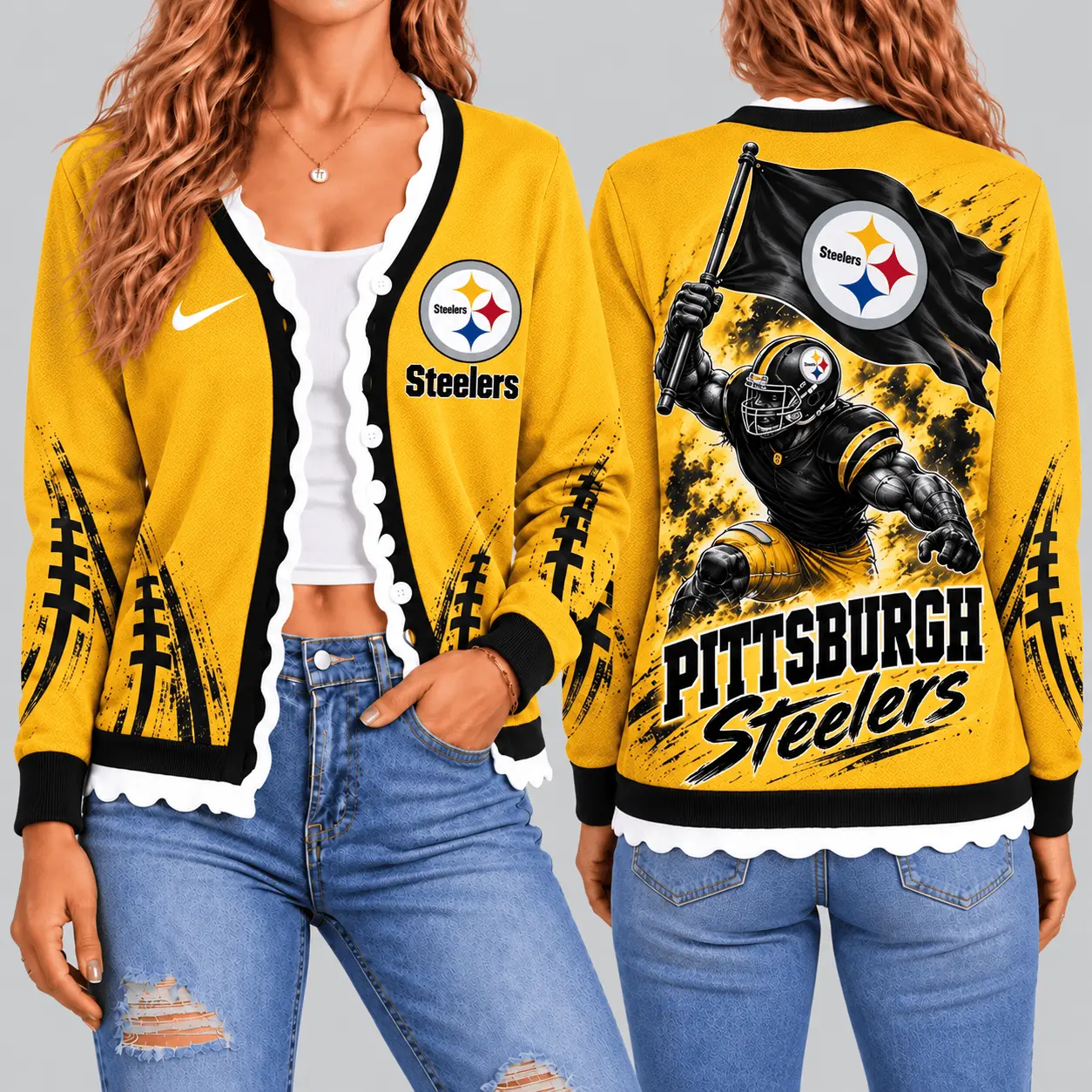 Pittsburgh Steelers | NFL Warrior Flag Knit Cardigan TD