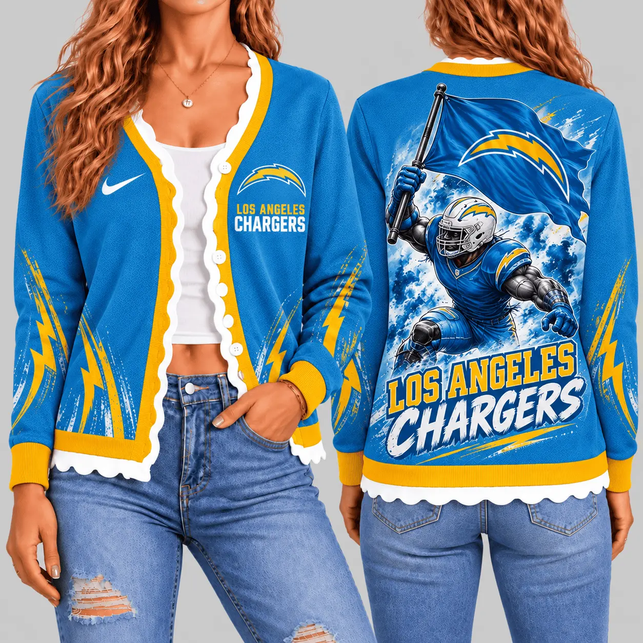 Los Angeles Chargers | NFL Warrior Flag Knit Cardigan TD