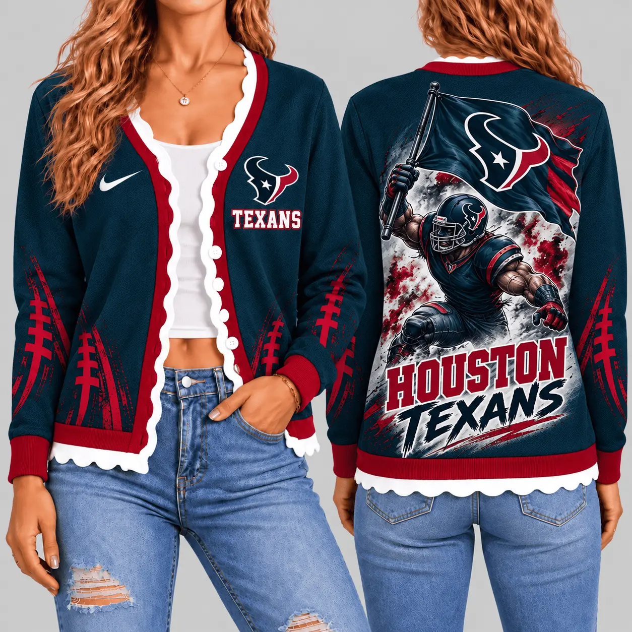 Houston Texans | NFL Warrior Flag Knit Cardigan TD