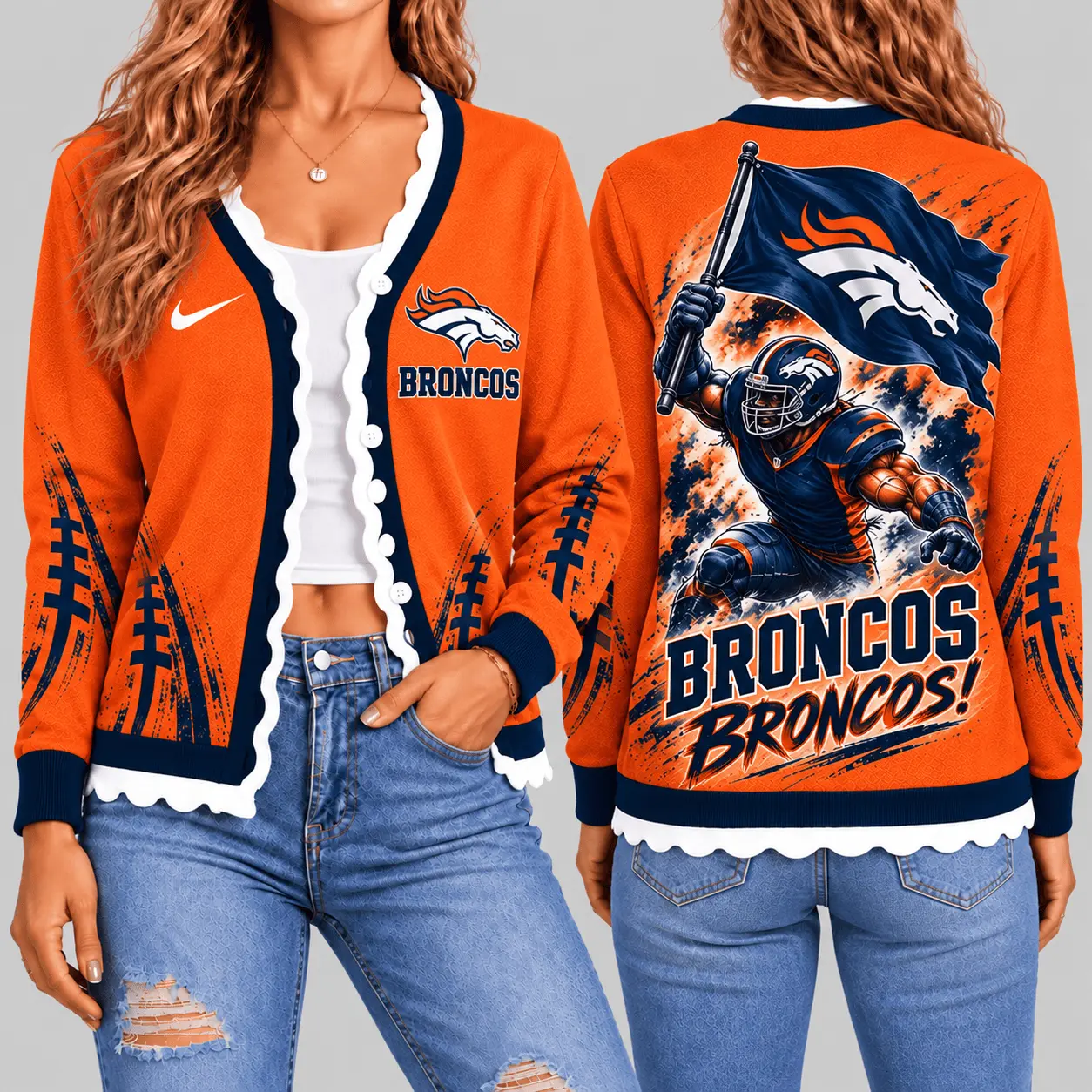 Denver Broncos | NFL Warrior Flag Knit Cardigan TD