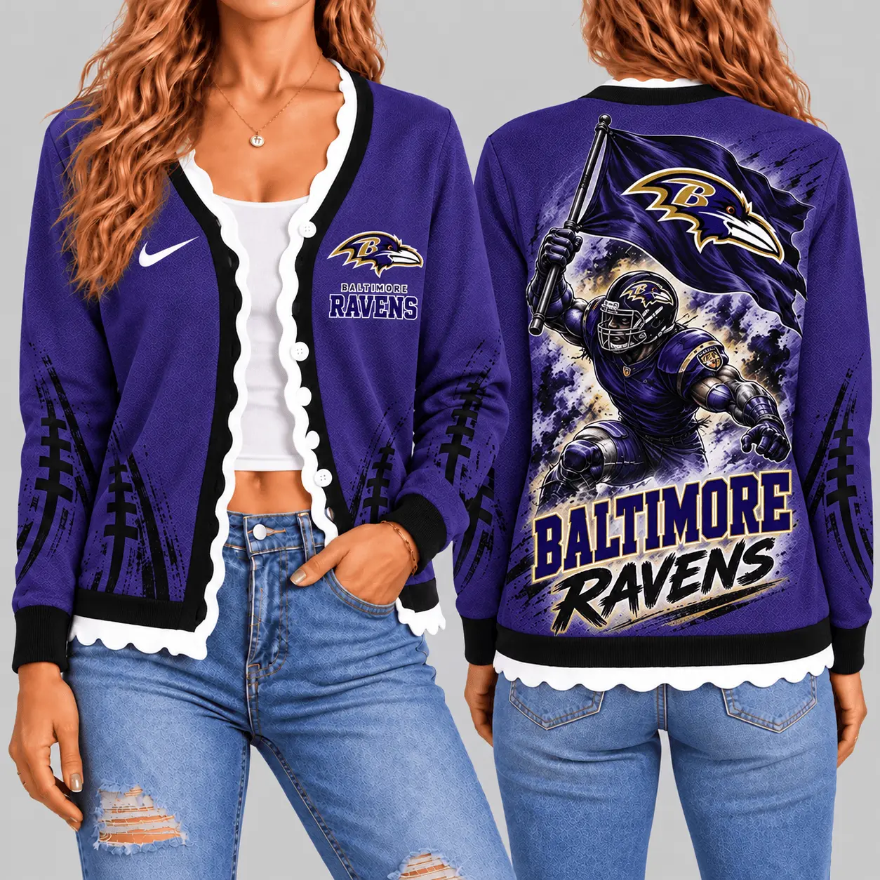 Baltimore Ravens | NFL Warrior Flag Knit Cardigan TD