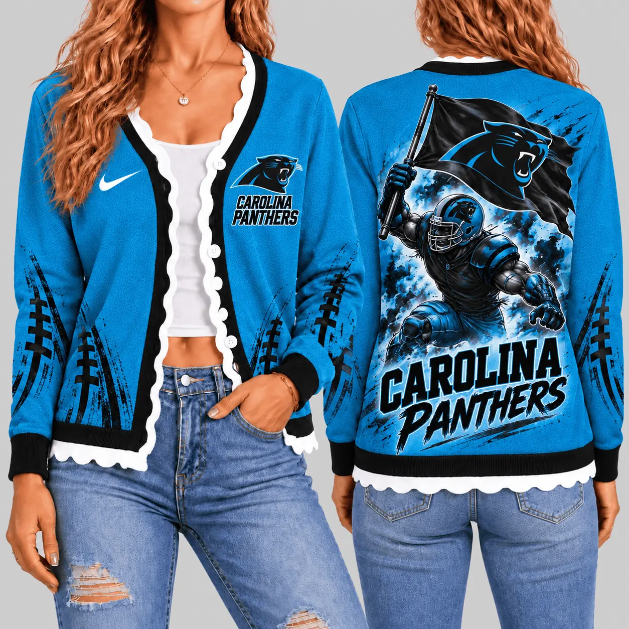 Carolina Panthers | NFL Warrior Flag Knit Cardigan TD