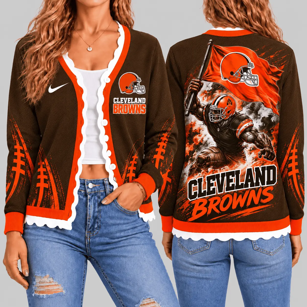Cleveland Browns | NFL Warrior Flag Knit Cardigan TD