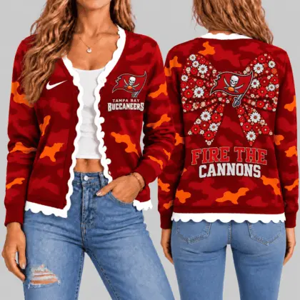Tampa Bay Buccaneers | NFL Camo Bow Knit Cardigan TD