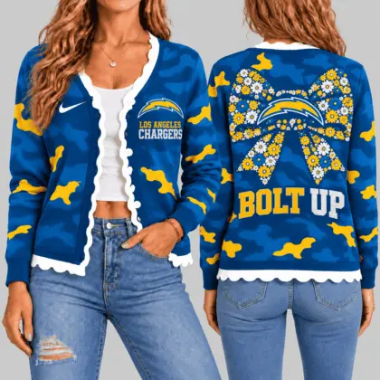 Los Angeles Chargers | NFL Camo Bow Knit Cardigan TD