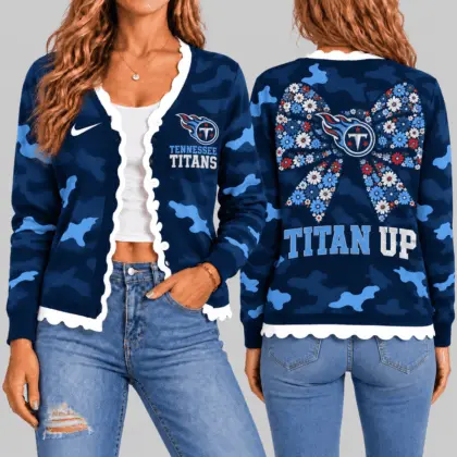 Tennessee Titans | NFL Camo Bow Knit Cardigan TD