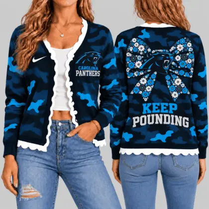 Carolina Panthers | NFL Camo Bow Knit Cardigan TD