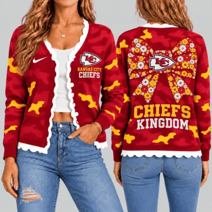Kansas City Chiefs | NFL Camo Bow Knit Cardigan TD