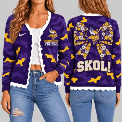 Minnesota Vikings | NFL Camo Bow Knit Cardigan TD