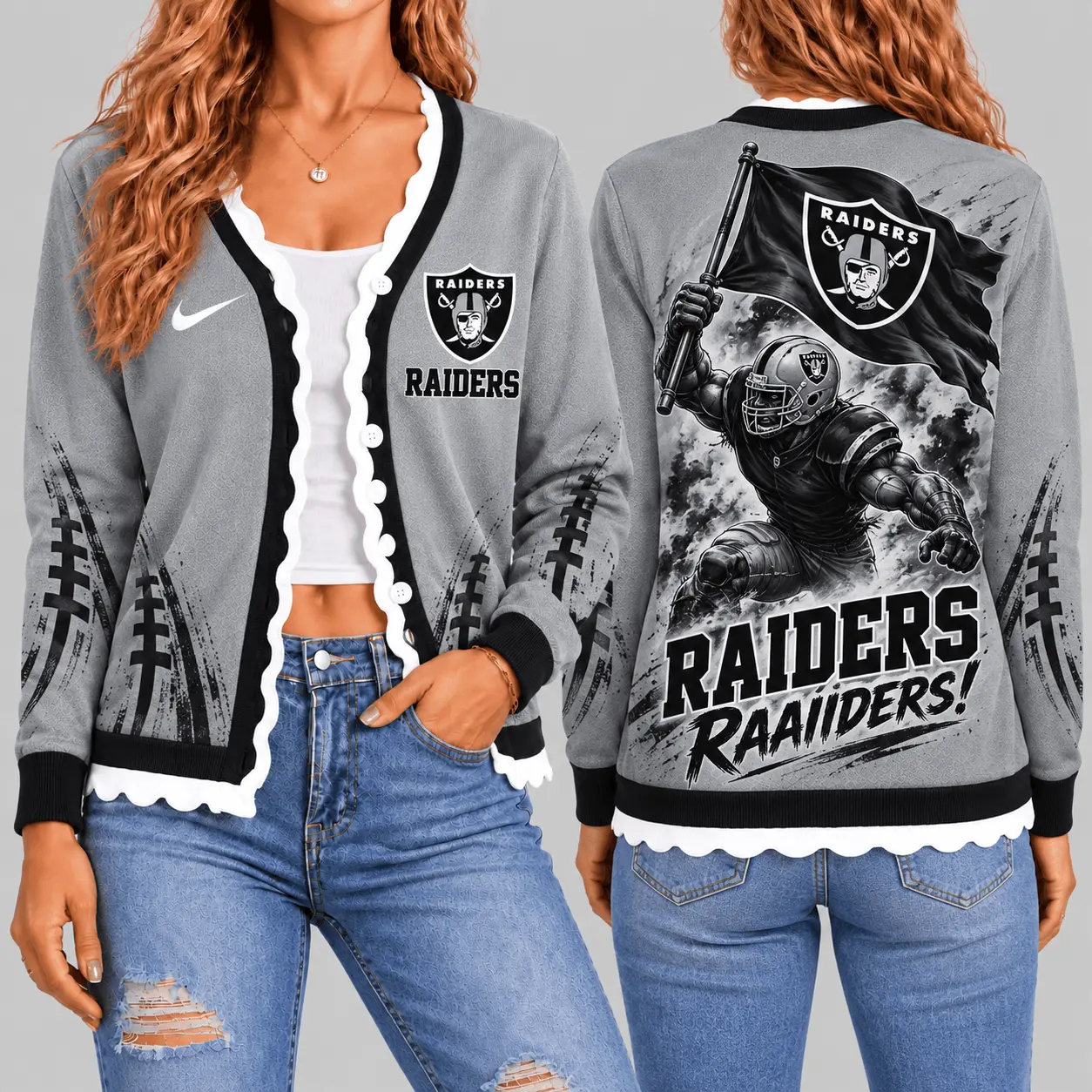 Las Vegas Raiders | NFL Warrior Flag Knit Cardigan TD