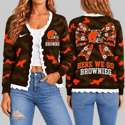 Cleveland Browns | NFL Camo Bow Knit Cardigan TD