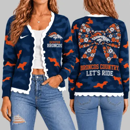 Denver Broncos | NFL Camo Bow Knit Cardigan TD