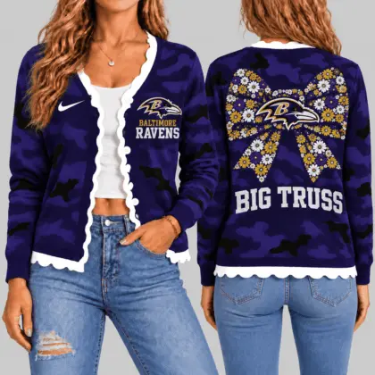 Baltimore Ravens | NFL Camo Bow Knit Cardigan TD