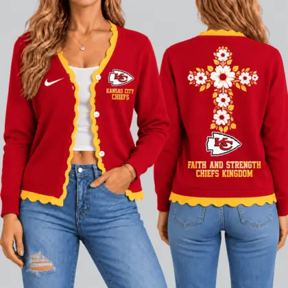 Kansas City Chiefs | NFL Floral Cross Faith Knit Cardigan TD