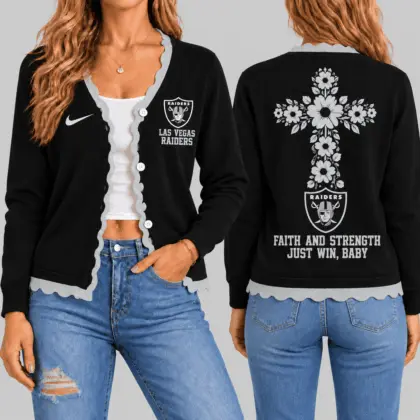 Las Vegas Raiders | NFL Floral Cross Faith Knit Cardigan TD