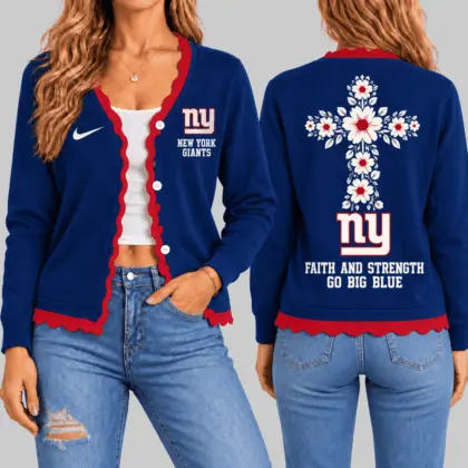 New York Giants | NFL Floral Cross Faith Knit Cardigan TD