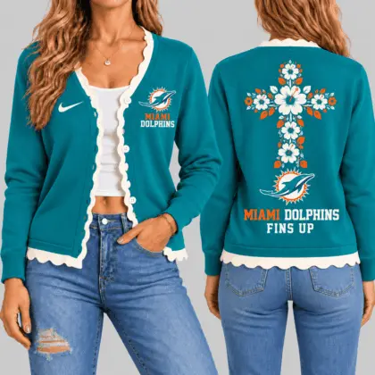 Miami Dolphins | NFL Floral Cross Faith Knit Cardigan TD