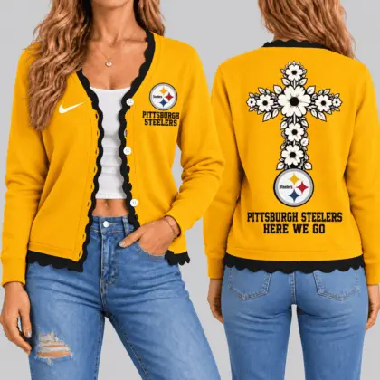 Pittsburgh Steelers | NFL Floral Cross Faith Knit Cardigan TD