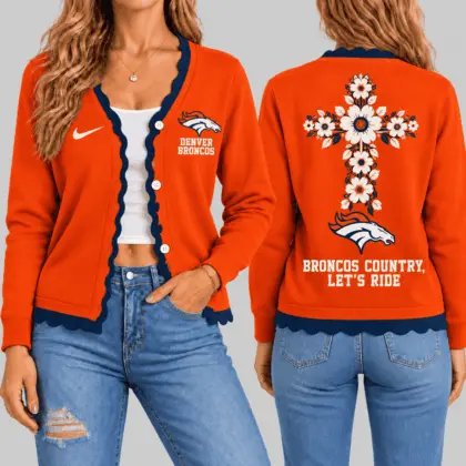 Denver Broncos | NFL Floral Cross Faith Knit Cardigan TD