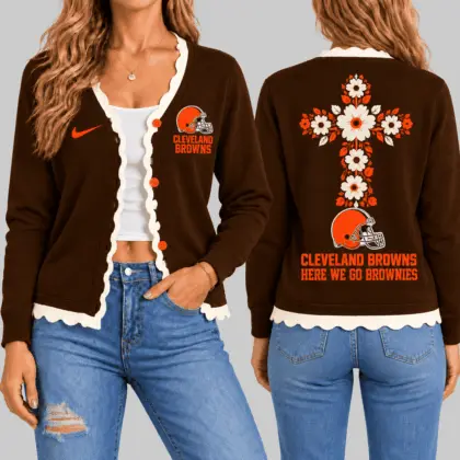 Cleveland Browns | NFL Floral Cross Faith Knit Cardigan TD