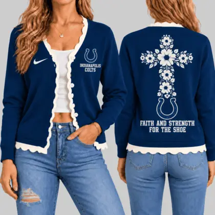 Indianapolis Colts | NFL Floral Cross Faith Knit Cardigan TD