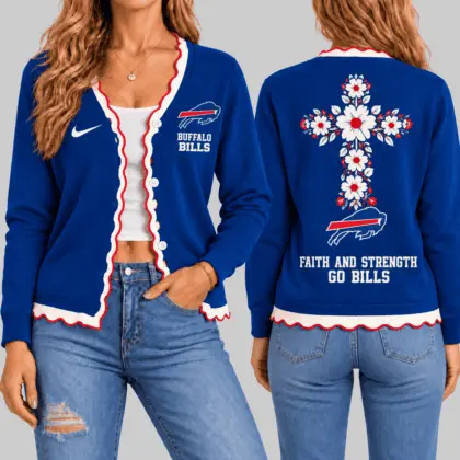 Buffalo Bills | NFL Floral Cross Faith Knit Cardigan TD