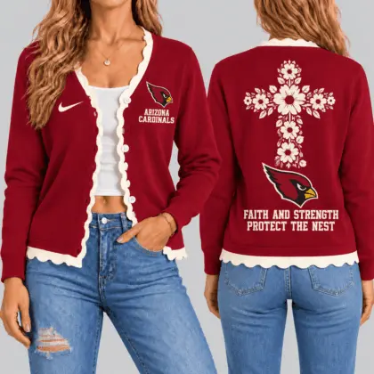 Arizona Cardinals | NFL Floral Cross Faith Knit Cardigan TD