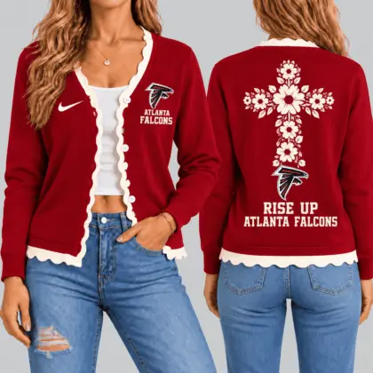 Atlanta Falcons | NFL Floral Cross Faith Knit Cardigan TD