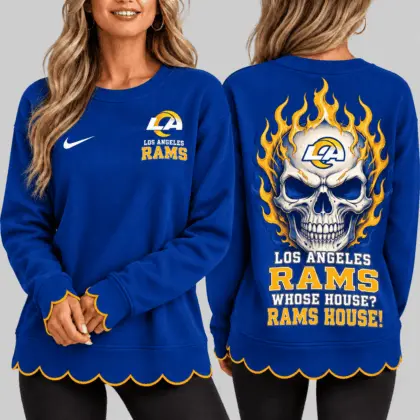 Los Angeles Rams | NFL Flaming Skull Scallop Hem Sweatshirt TD