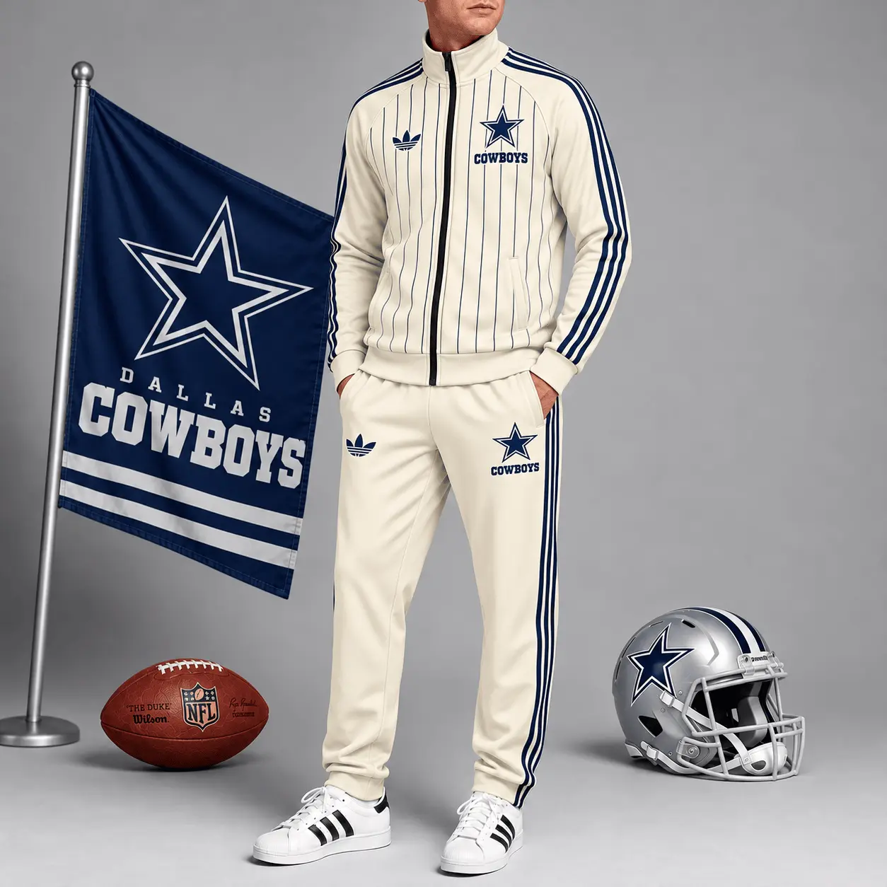 Dallas Cowboys | Premium NFL Old School Athletic Full Zip Tracksuit NTH1