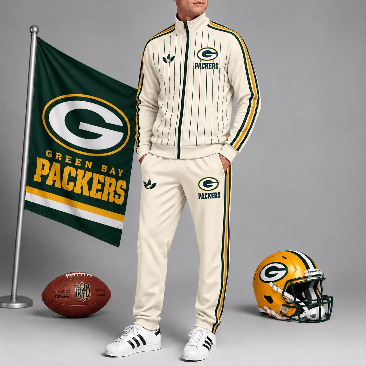 Green Bay Packers | Premium NFL Old School Athletic Full Zip Tracksuit NTH1