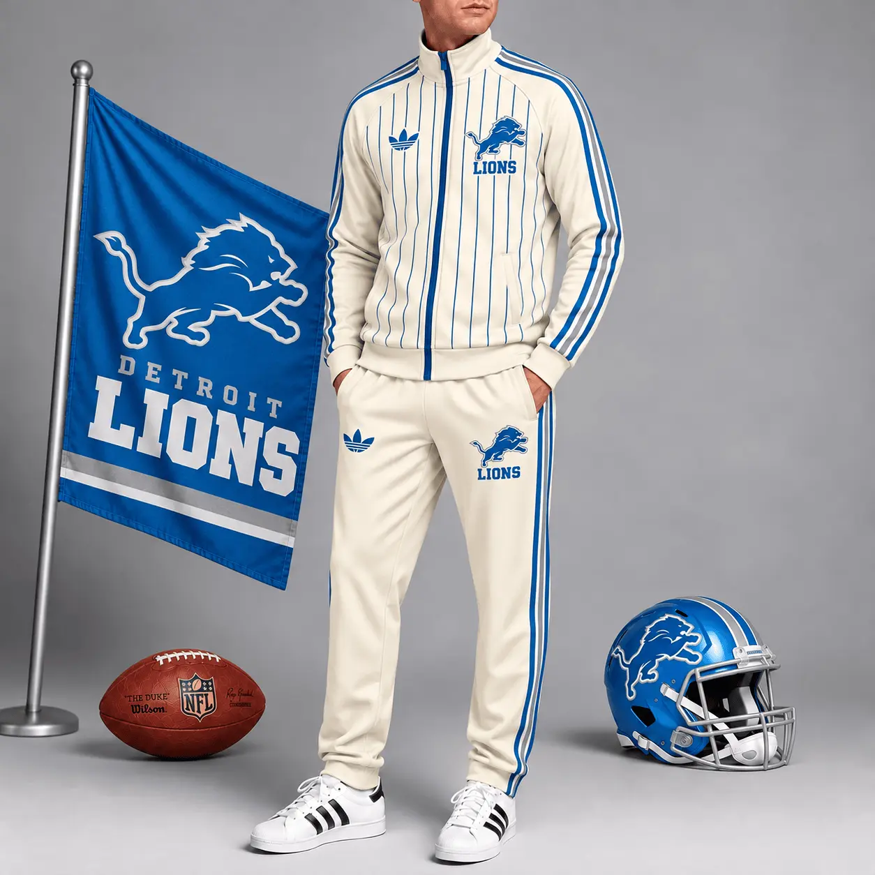 Detroit Lions | Premium NFL Old School Athletic Full Zip Tracksuit NTH1