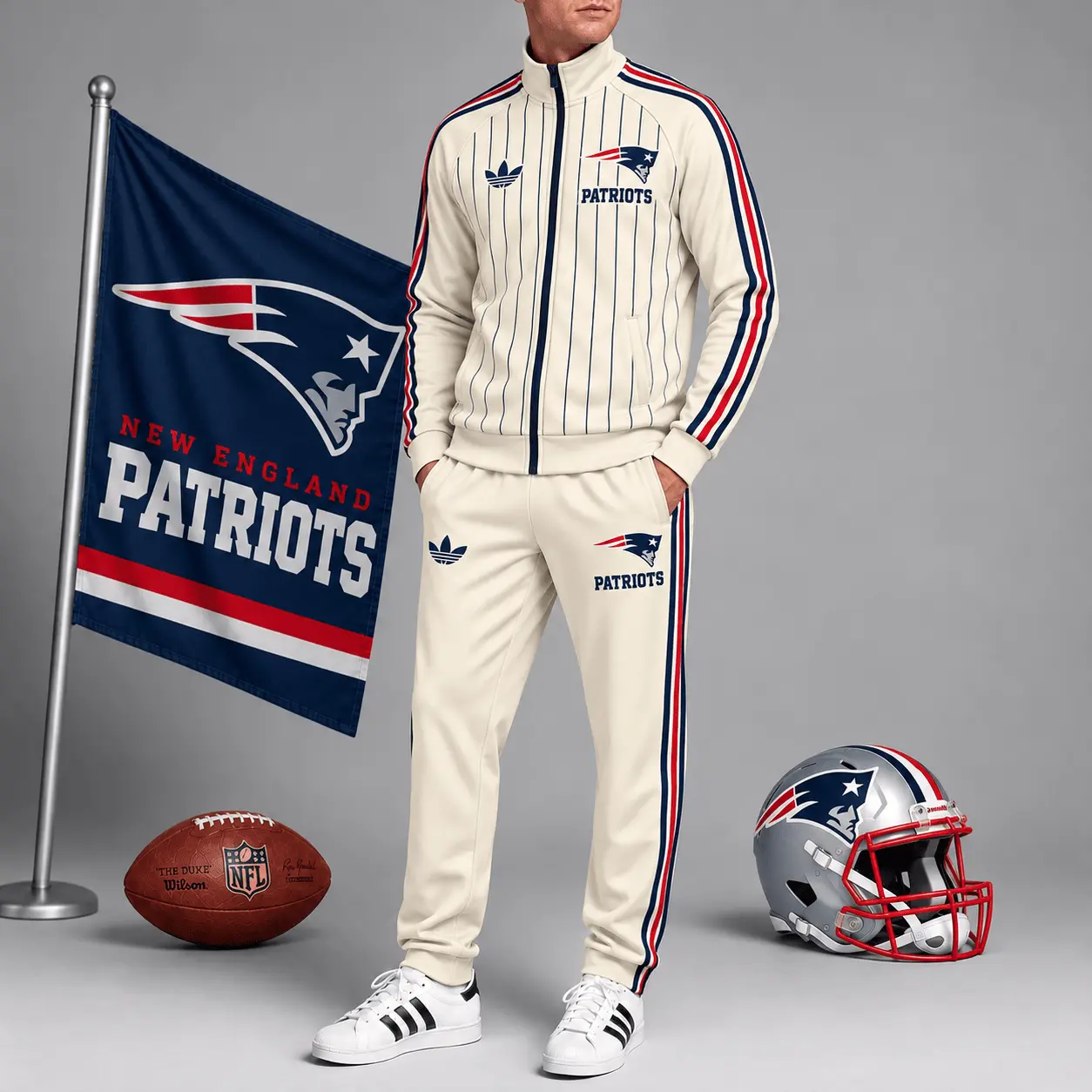 New England Patriots | Premium NFL Old School Athletic Full Zip Tracksuit NTH1
