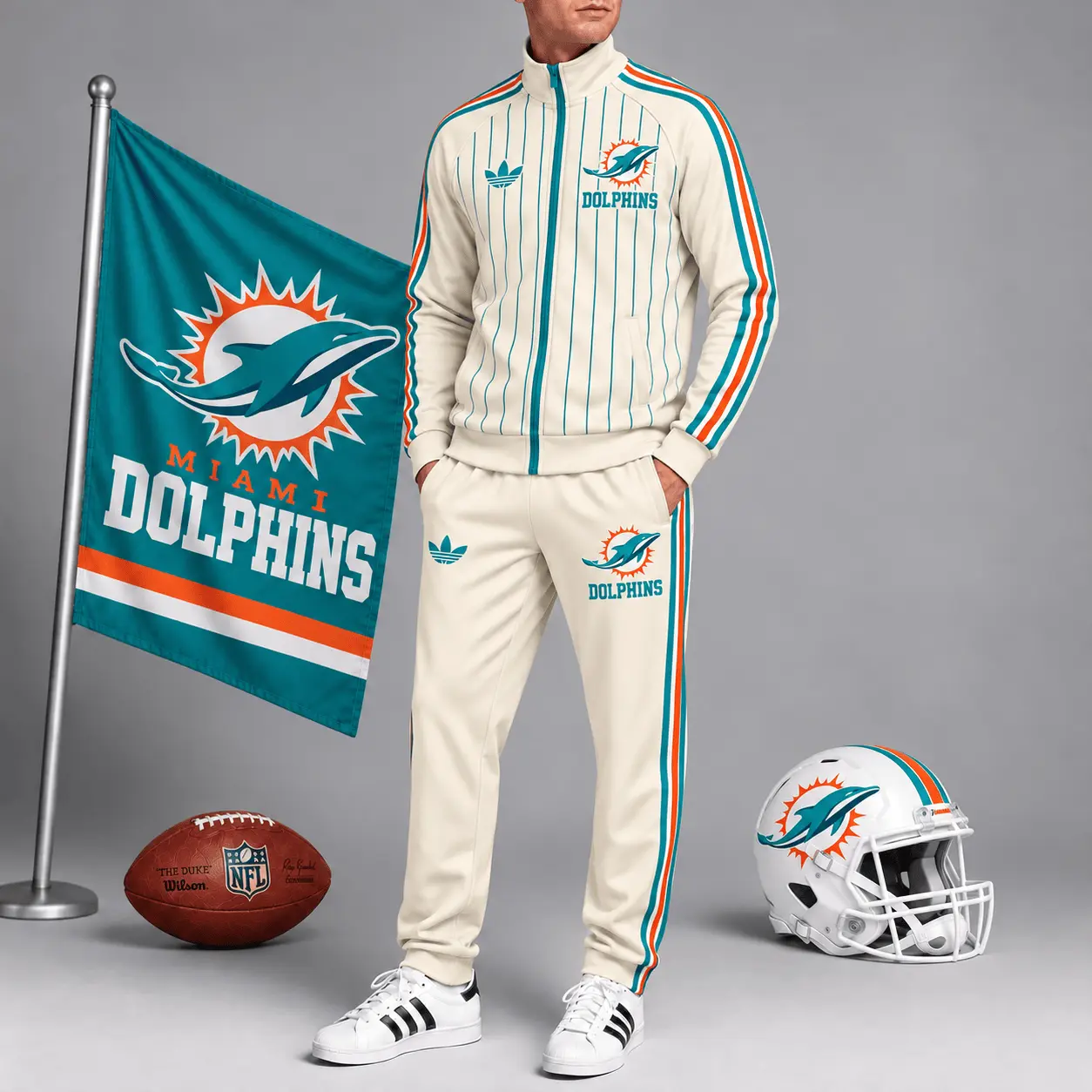 Miami Dolphins | Premium NFL Old School Athletic Full Zip Tracksuit NTH1
