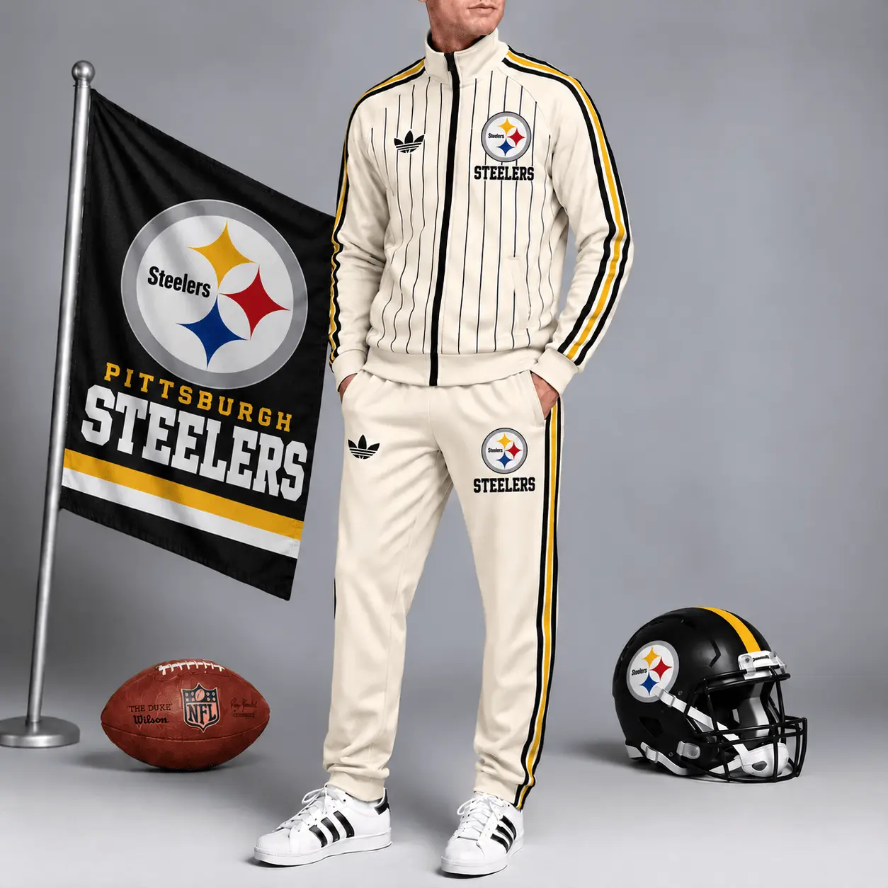 Pittsburgh Steelers | Premium NFL Old School Athletic Full Zip Tracksuit NTH1