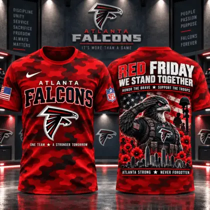Atlanta Falcons | Premium NFL Red Friday Remember Everyone Deployed Camo GameDay 3D Shirt NY