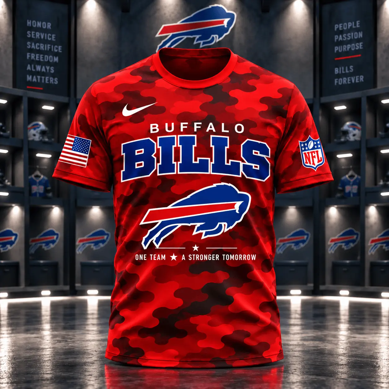 Buffalo Bills | Premium NFL Red Friday Remember Everyone Deployed Camo GameDay 3D Shirt NY - Image 2