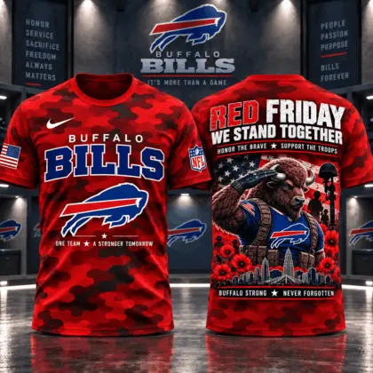 Buffalo Bills | Premium NFL Red Friday Remember Everyone Deployed Camo GameDay 3D Shirt NY