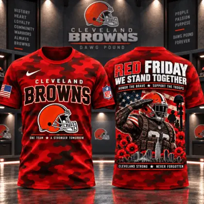 Cleveland Browns | Premium NFL Red Friday Remember Everyone Deployed Camo GameDay 3D Shirt NY