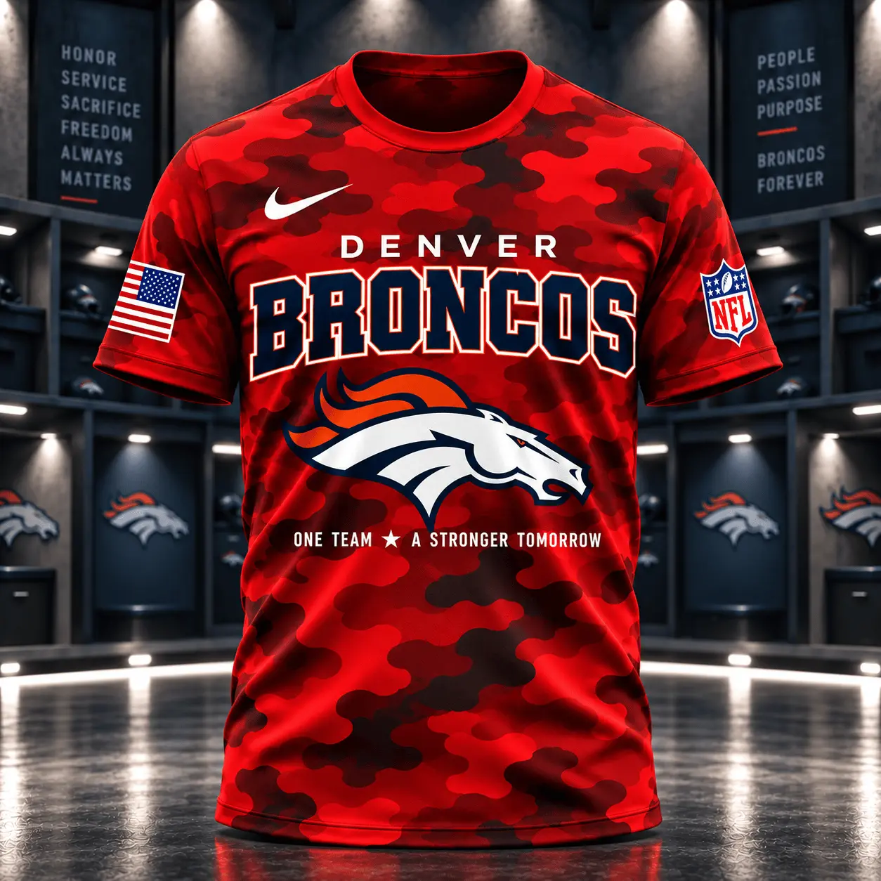 Denver Broncos | Premium NFL Red Friday Remember Everyone Deployed Camo GameDay 3D Shirt NY - Image 2