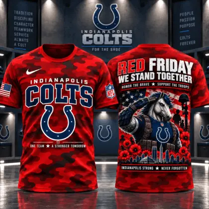 Indianapolis Colts | Premium NFL Red Friday Remember Everyone Deployed Camo GameDay 3D Shirt NY