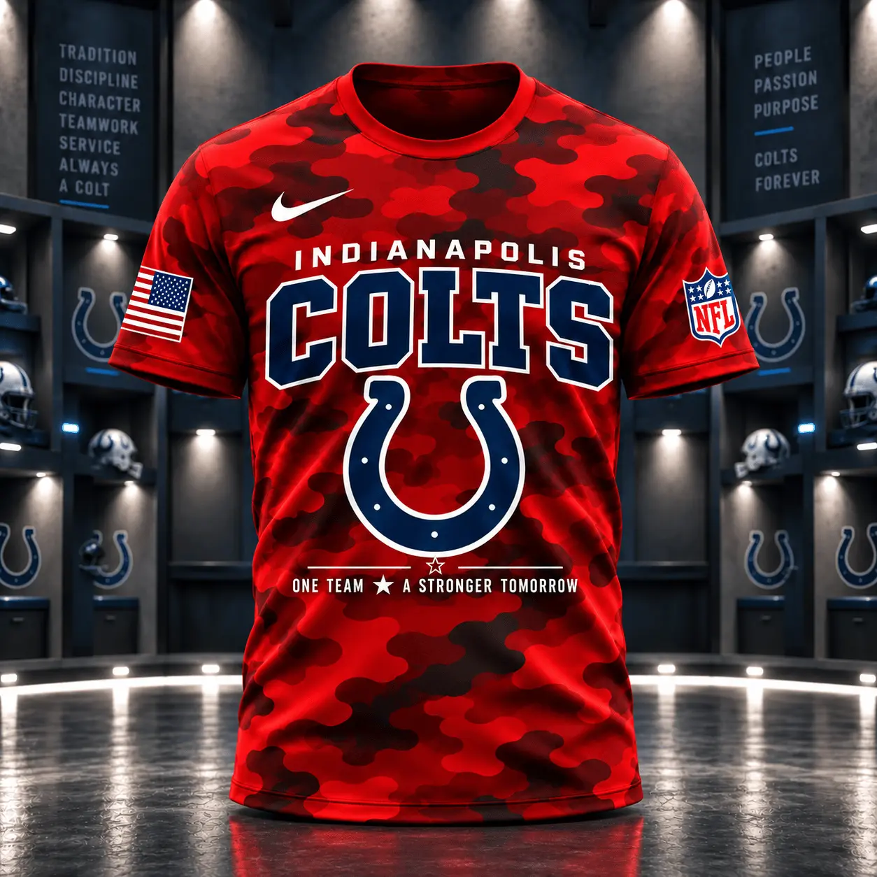 Indianapolis Colts | Premium NFL Red Friday Remember Everyone Deployed Camo GameDay 3D Shirt NY - Image 2