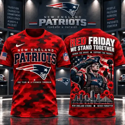 New England Patriots | Premium NFL Red Friday Remember Everyone Deployed Camo GameDay 3D Shirt NY