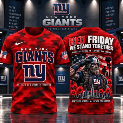 New York Giants | Premium NFL Red Friday Remember Everyone Deployed Camo GameDay 3D Shirt NY