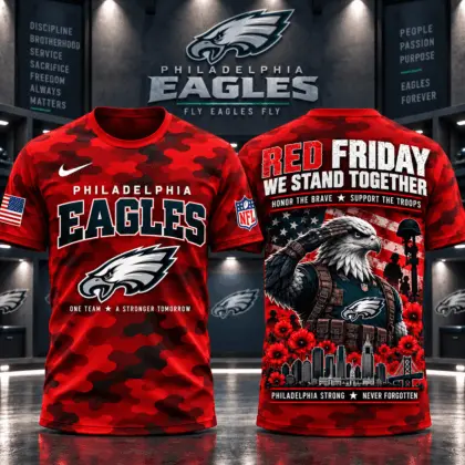 Philadelphia Eagles | Premium NFL Red Friday Remember Everyone Deployed Camo GameDay 3D Shirt NY