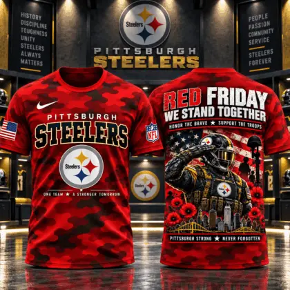 Pittsburgh Steelers | Premium NFL Red Friday Remember Everyone Deployed Camo GameDay 3D Shirt NY