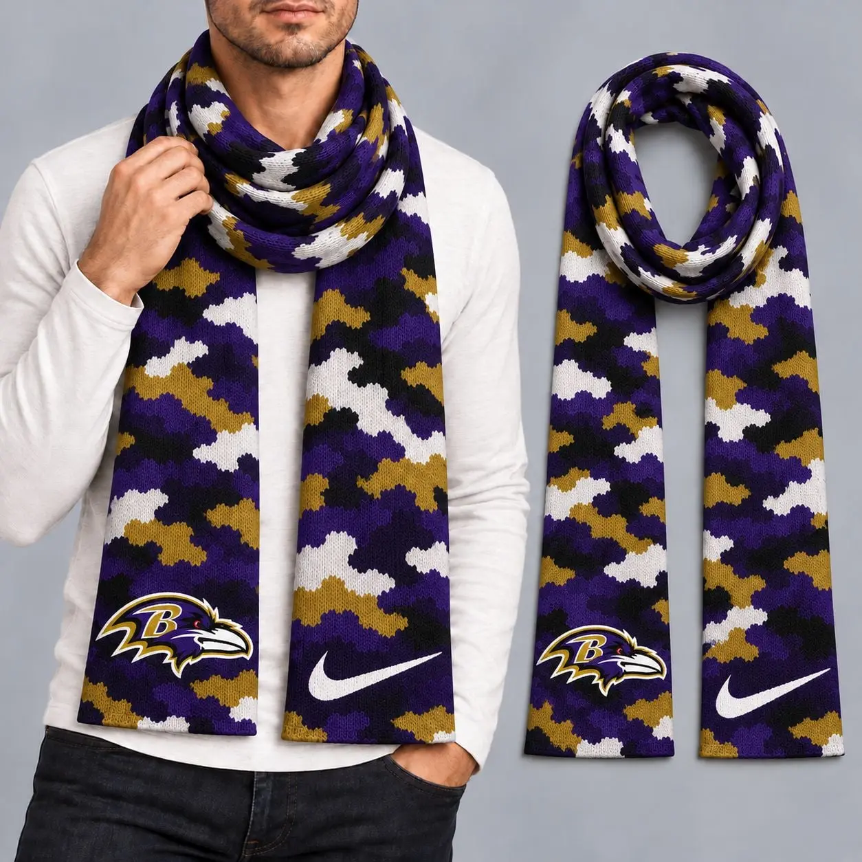 Baltimore Ravens | Premium NFL Camo GameDay Ready Scarf NY