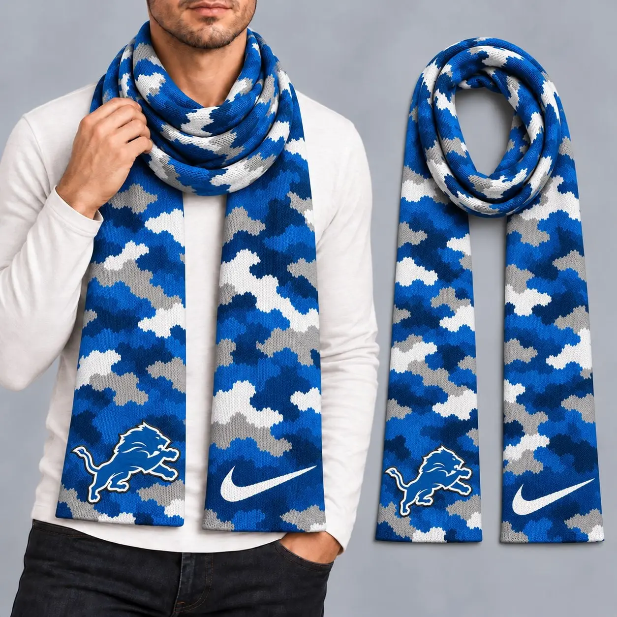Detroit Lions | Premium NFL Camo GameDay Ready Scarf NY