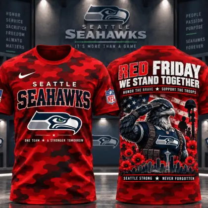Seattle Seahawks | Premium NFL Red Friday Remember Everyone Deployed Camo GameDay 3D Shirt NY