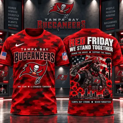 Tampa Bay Buccaneers | Premium NFL Red Friday Remember Everyone Deployed Camo GameDay 3D Shirt NY